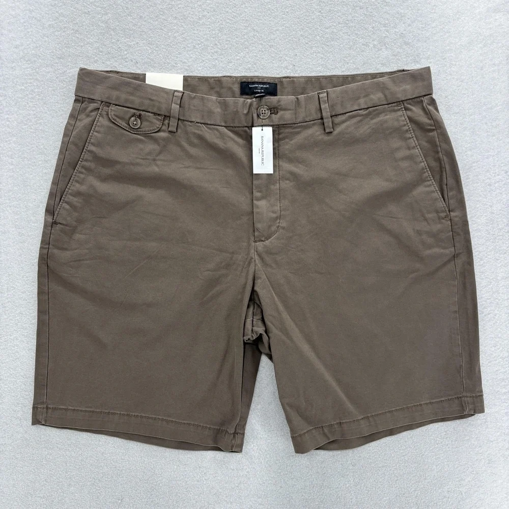 Banana Republic Lived-In Shorts Mens 38 Brown Chino Flat Front Stretch 9